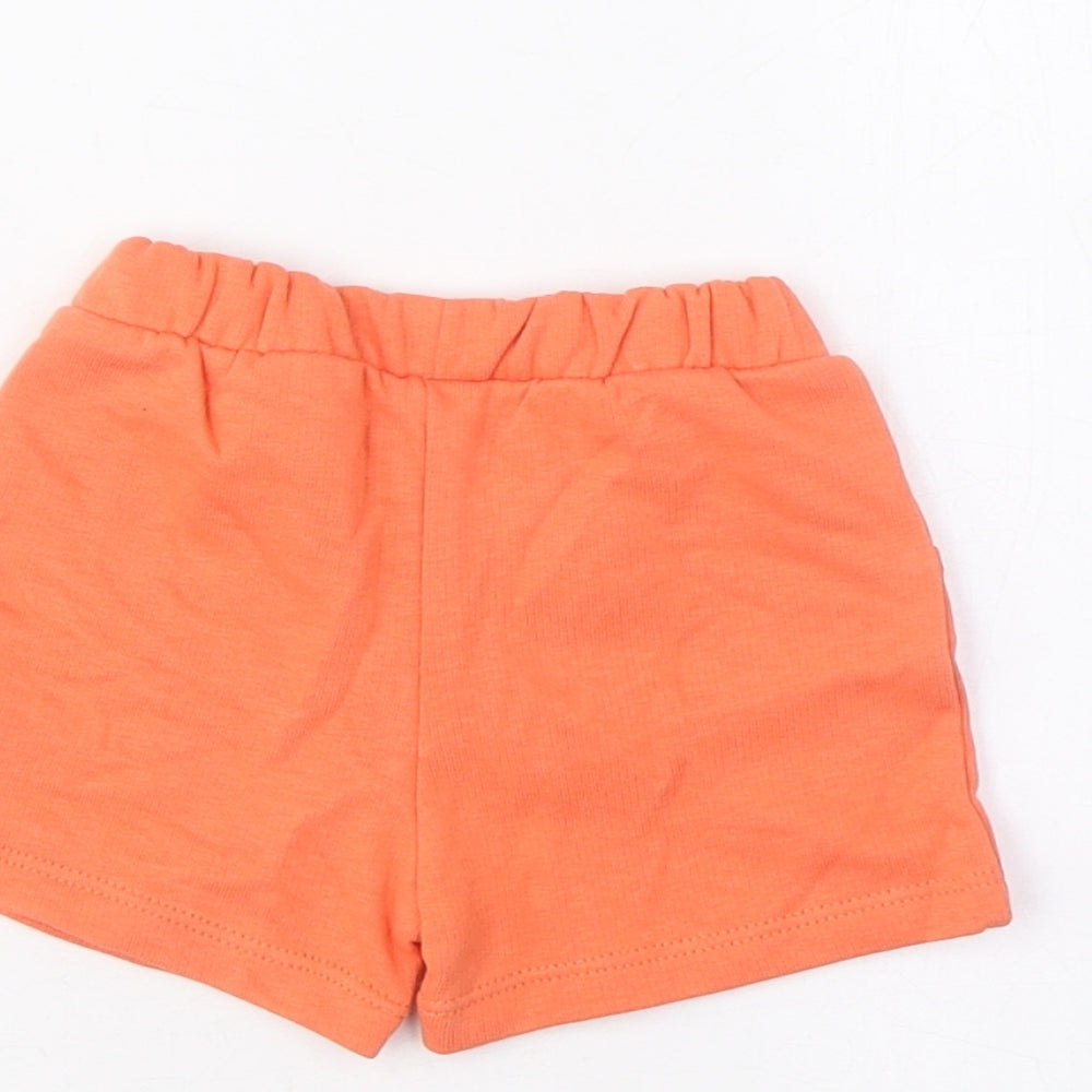 Marks & Spencer Boys Orange Cotton Cropped Trousers Size 0-3 Months Drawstring - Turtle