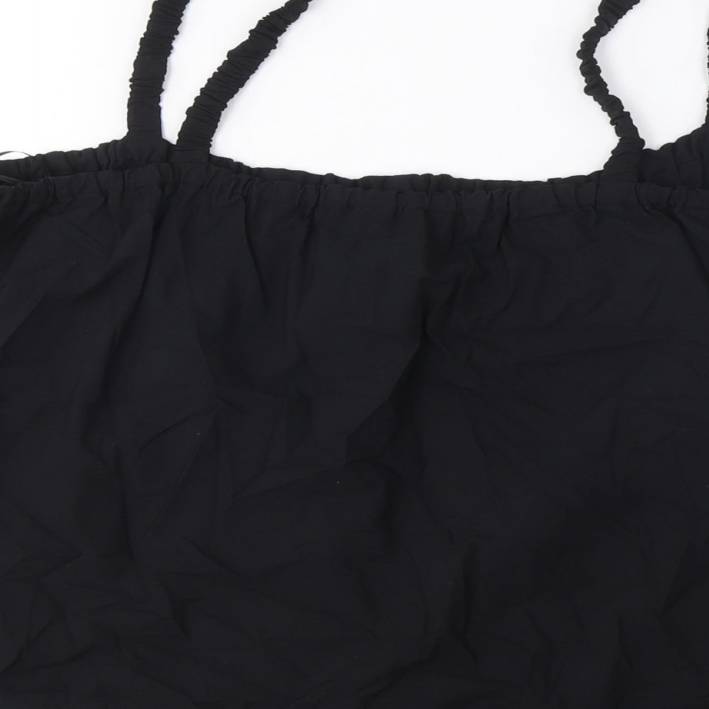 Marks & Spencer Womens Black Cotton Camisole Tank Size 20 Square Neck