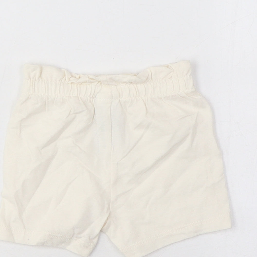 Marks & Spencer Girls Ivory Cotton Cropped Trousers Size 3-6 Months Pullover - Lemon