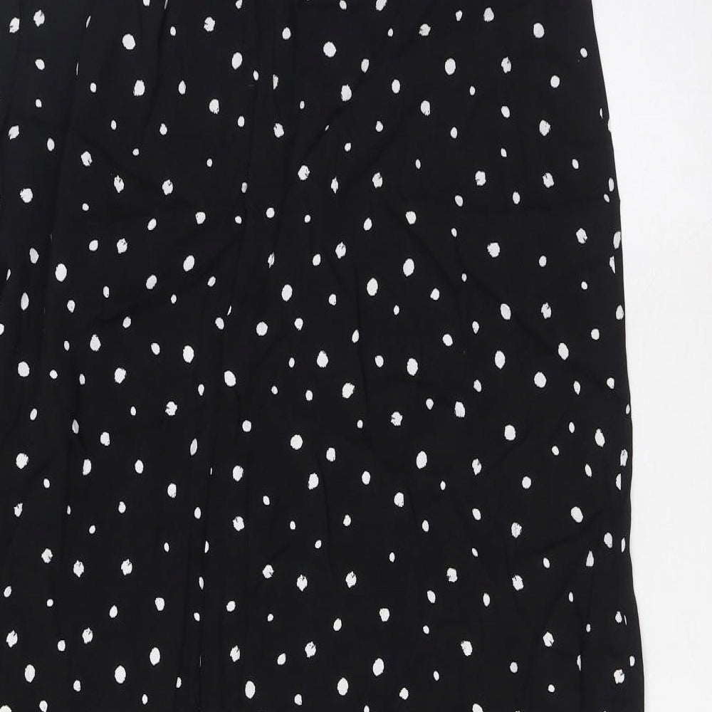 Marks & Spencer Womens Black Geometric Viscose Tank Dress Size 8 Square Neck Pullover