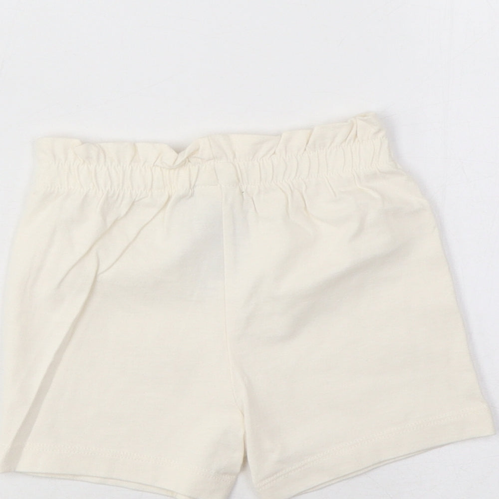 Marks & Spencer Girls Beige Cotton Cropped Trousers Size 3-6 Months Pullover - Lemon