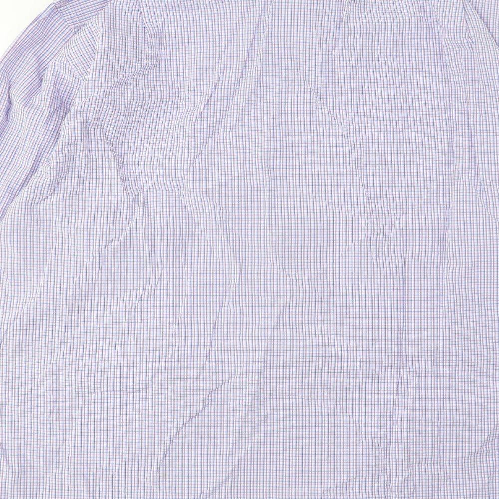 Greenwoods Mens Multicoloured Plaid Cotton Button-Up Size 17 Collared Button
