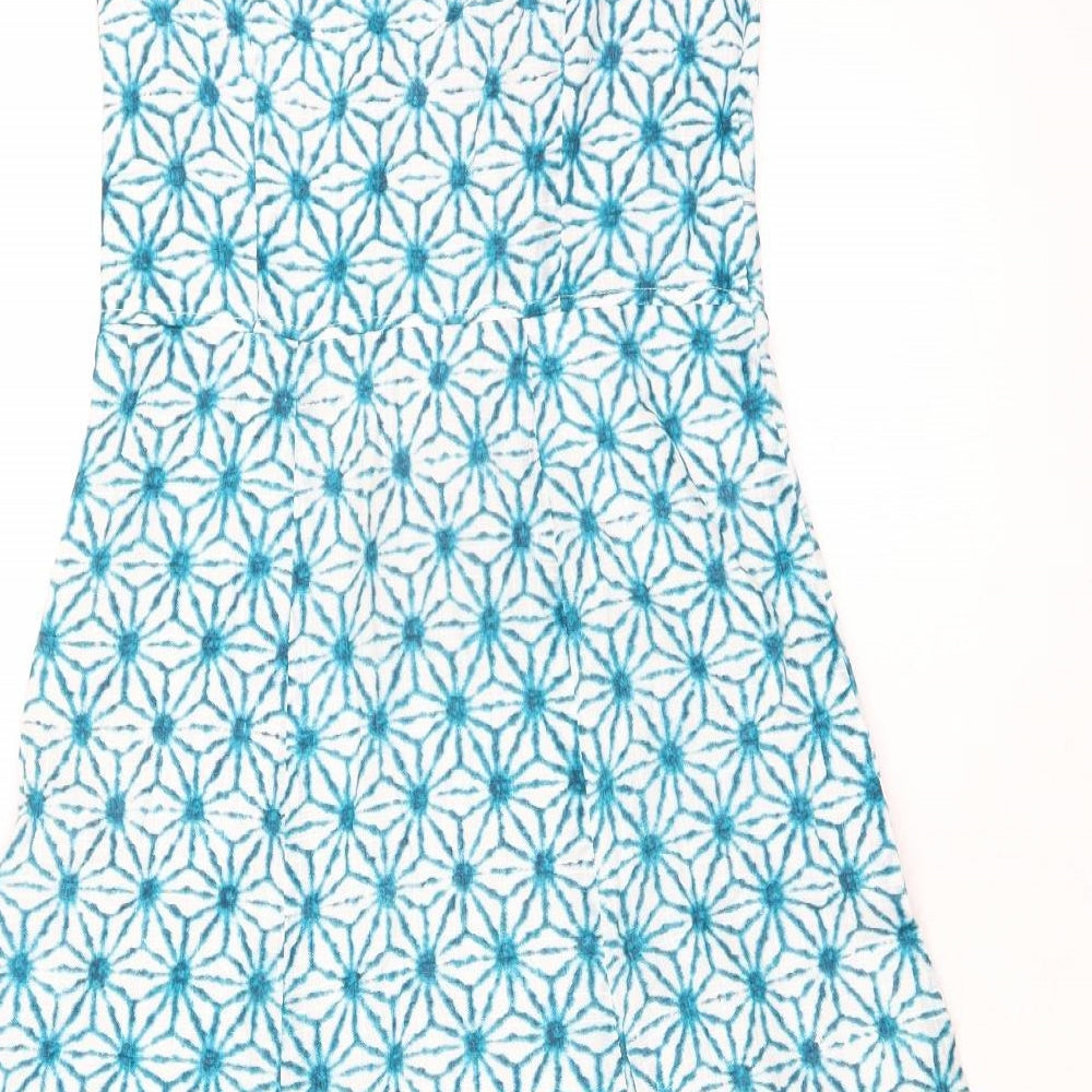 Adini Womens Blue 100% Cotton A-Line Size XS V-Neck Zip - High Empire Line