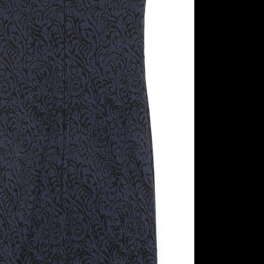 Per Una Womens Blue Acrylic Pencil Dress Size 12 Collared Zip