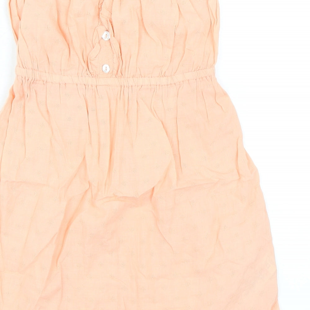 New Look Womens Orange 100% Cotton Basic Blouse Size 10 Off the Shoulder - High Empire Line