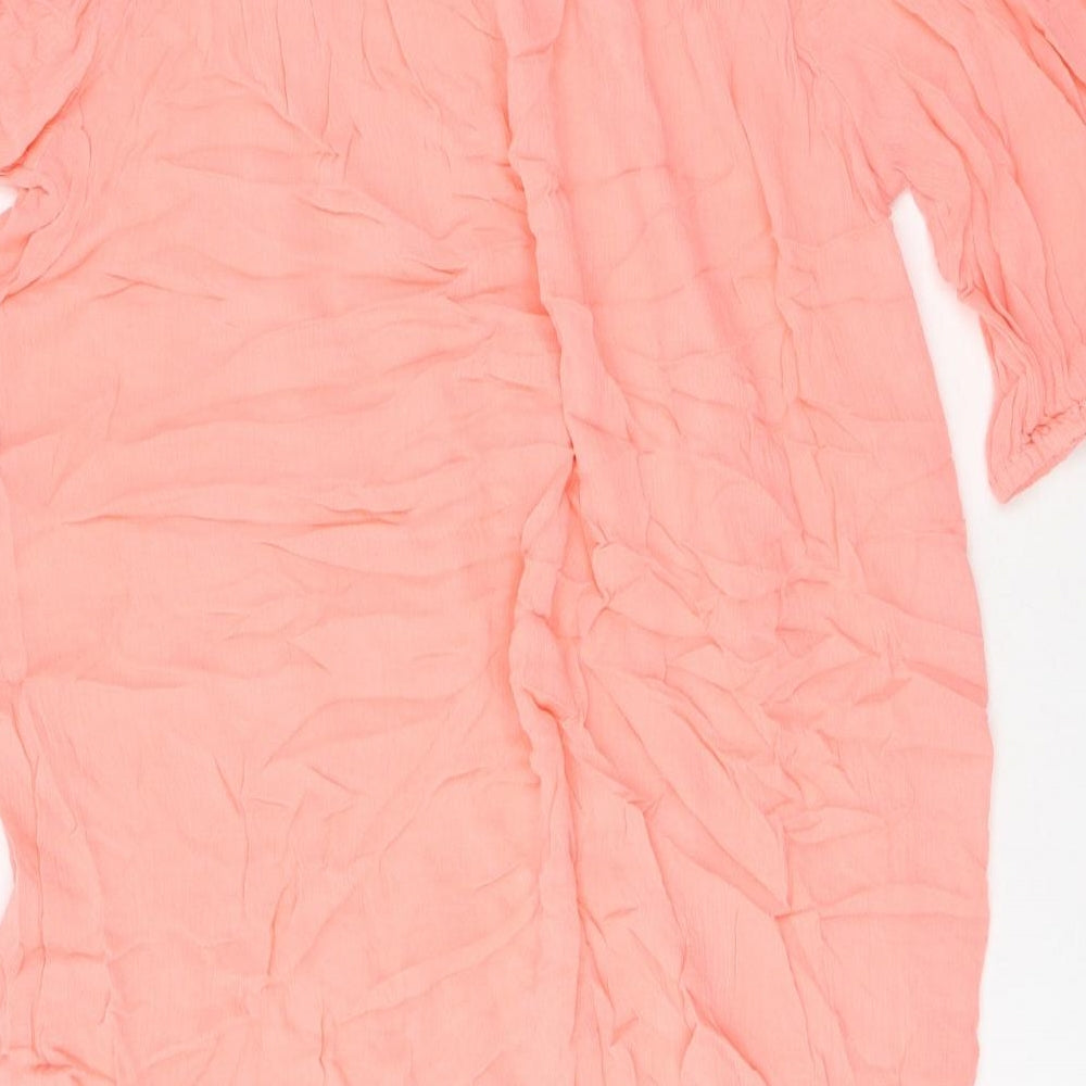 Marks & Spencer Womens Orange Viscose A-Line Size 10 Off the Shoulder Pullover