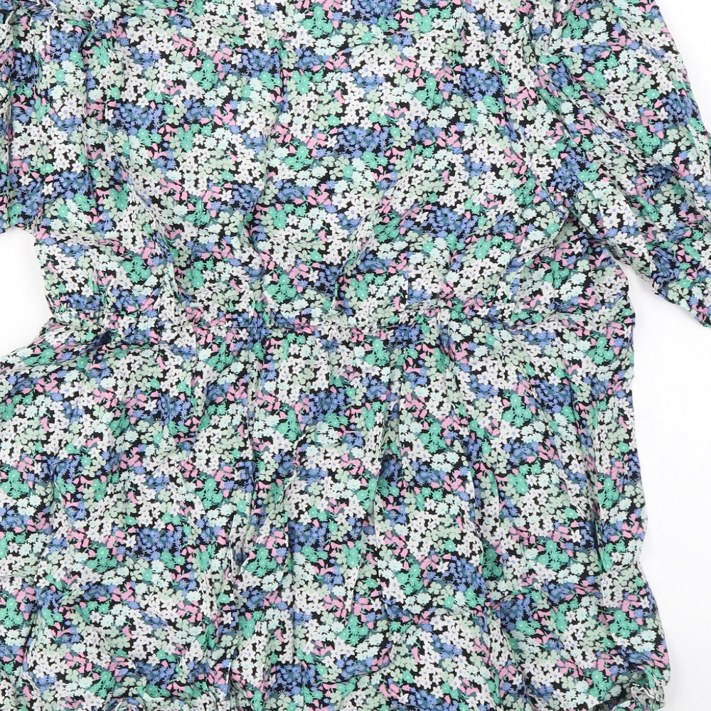 Marks & Spencer Womens Multicoloured Floral Viscose Basic Blouse Size 10 V-Neck