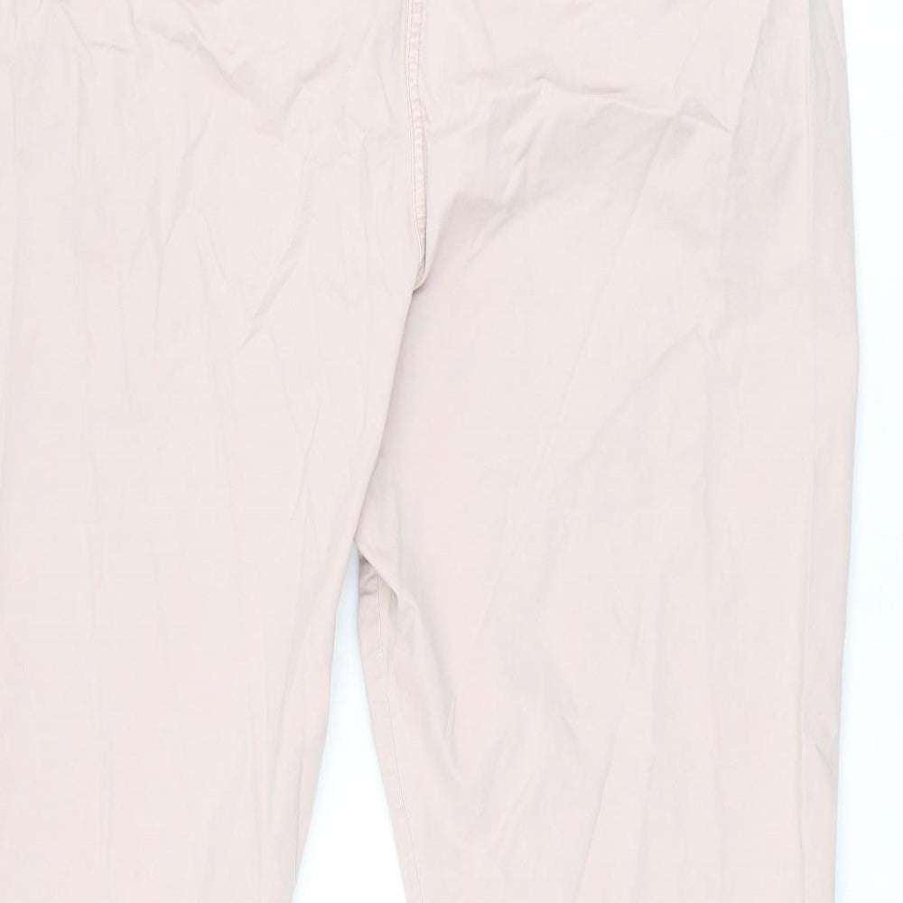 Marks and Spencer Womens Pink Cotton Chino Trousers Size 20 L25 in Regular Zip