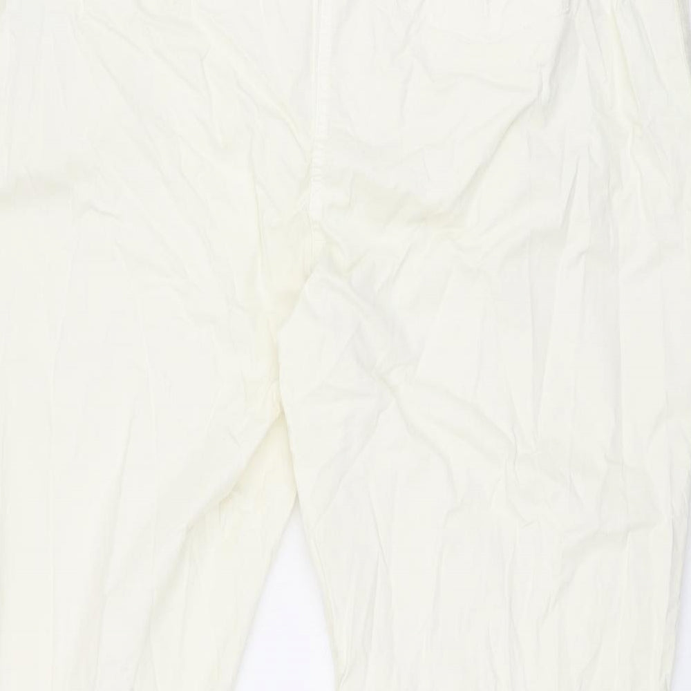 Marks and Spencer Womens Ivory Cotton Chino Trousers Size 22 L26.5 in Regular Zip
