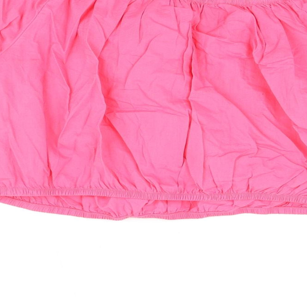 Marks & Spencer Womens Pink Floral Cotton Basic T-Shirt Size 16 Off the Shoulder
