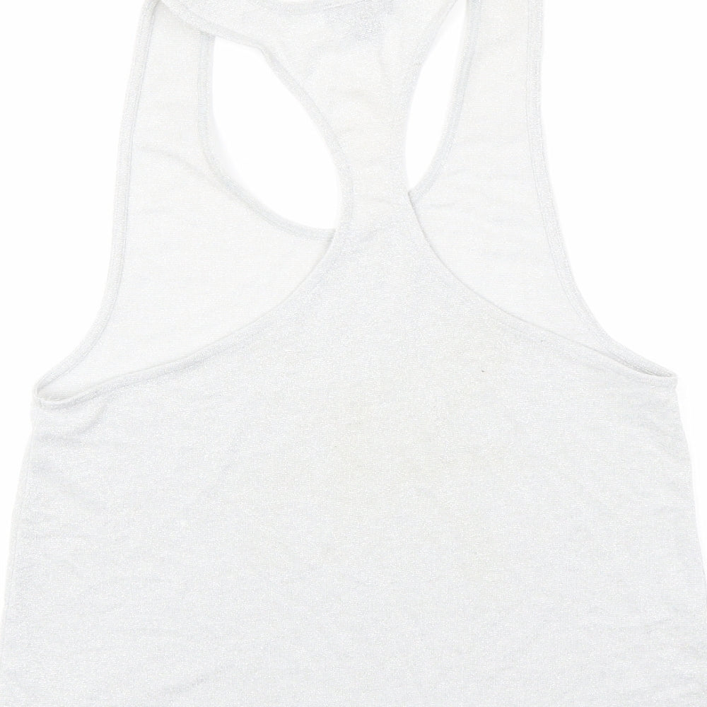 Topshop Womens Silver Polyester Basic Tank Size 10 Scoop Neck
