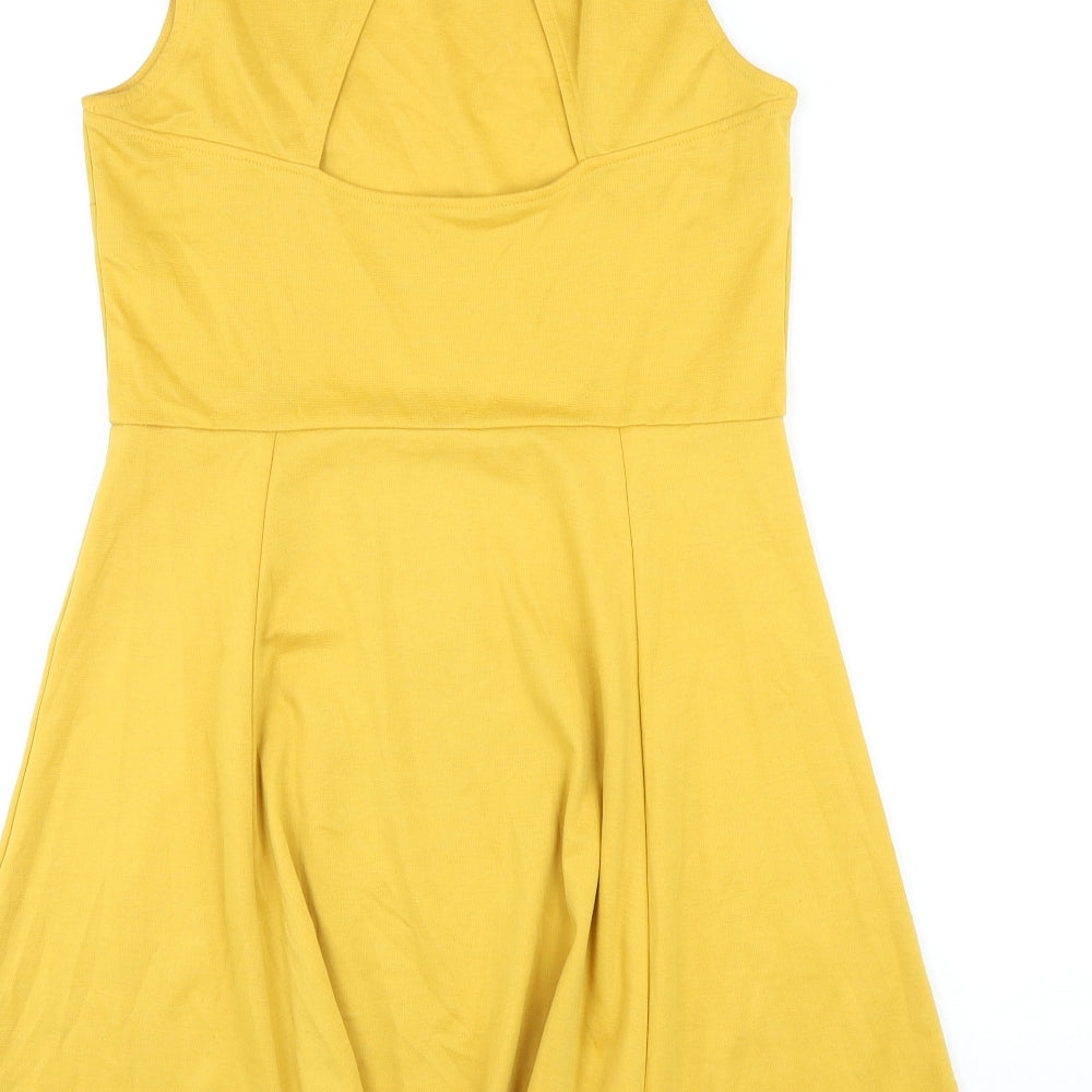 H&M Womens Yellow Polyester A-Line Size M Round Neck Pullover