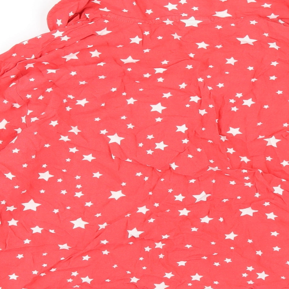 ASOS Womens Red Geometric Viscose Basic Button-Up Size 12 Collared