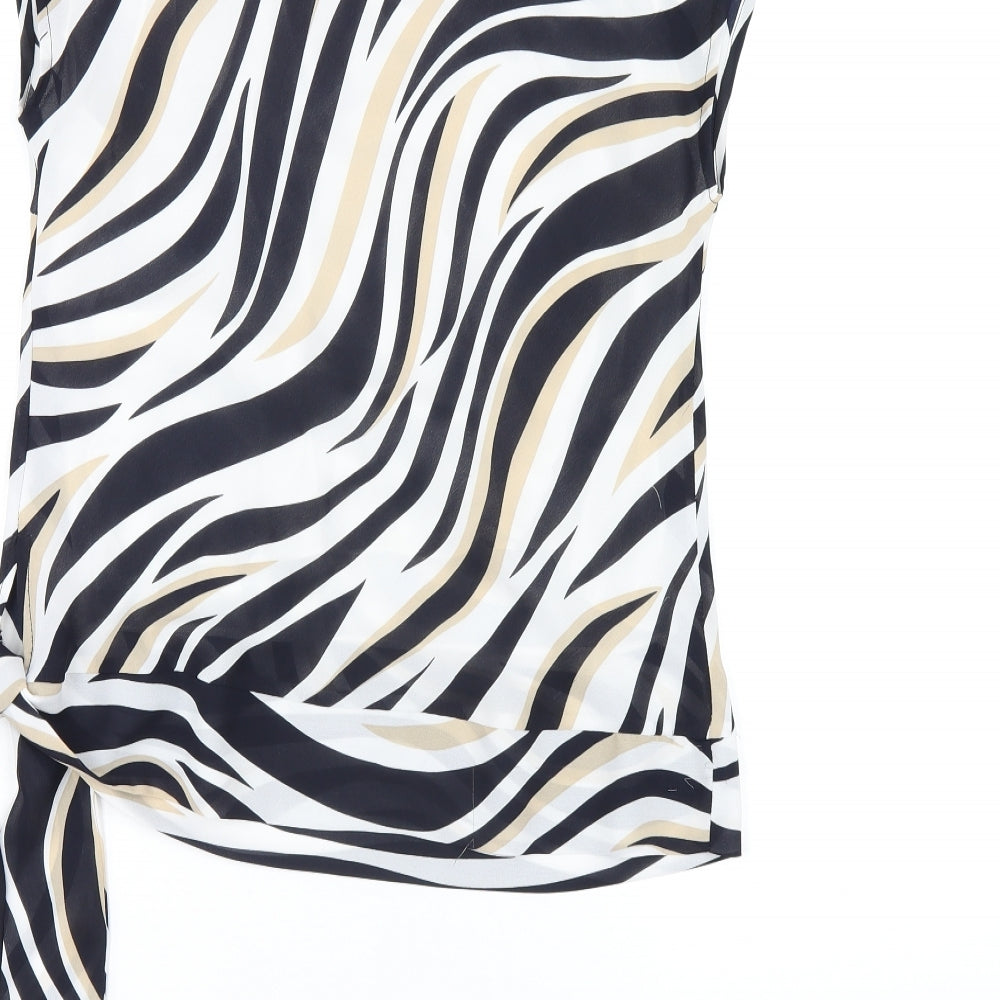 Milano Womens Multicoloured Animal Print Polyester Basic T-Shirt Size 12 Round Neck