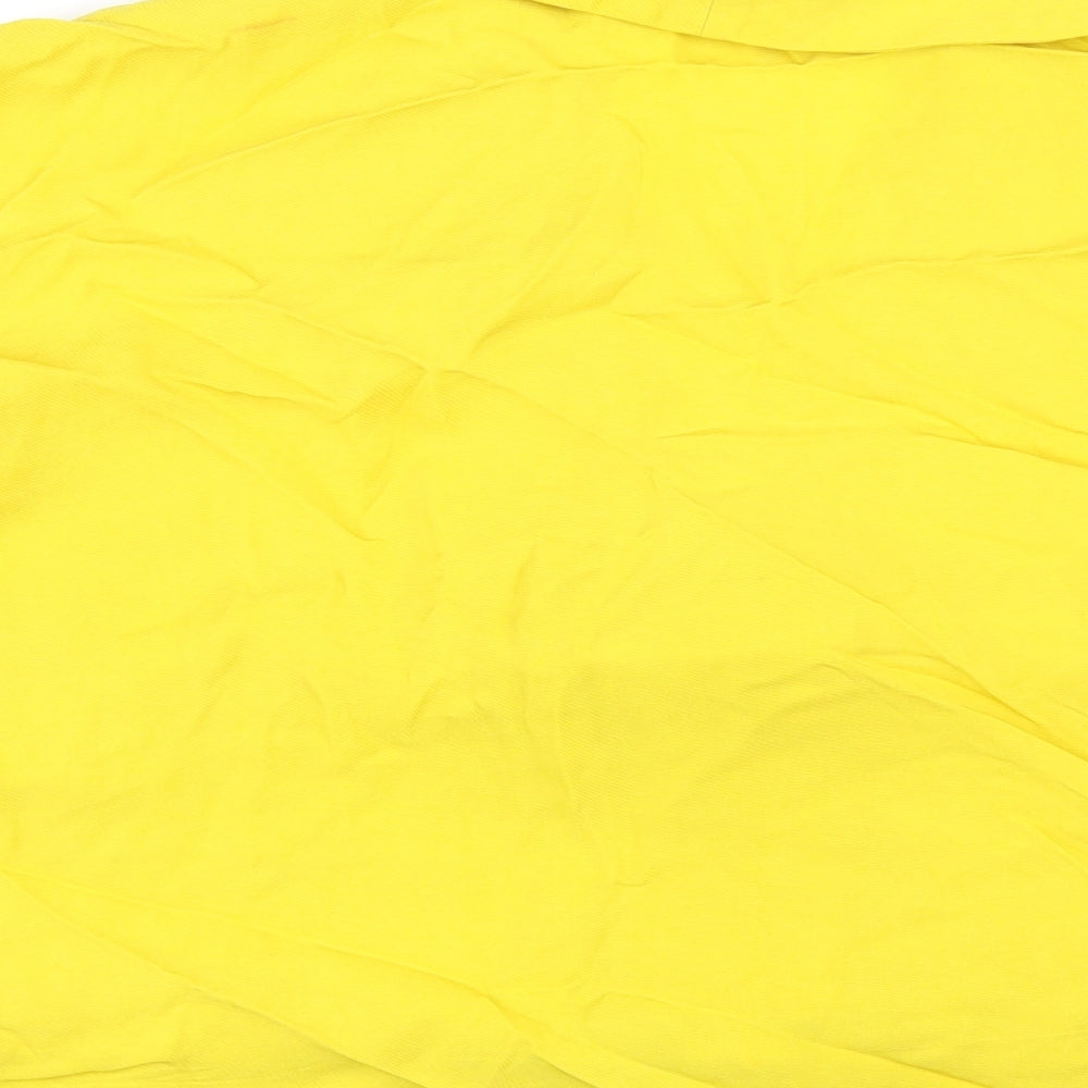 Zara Womens Yellow Viscose Basic T-Shirt Size M V-Neck