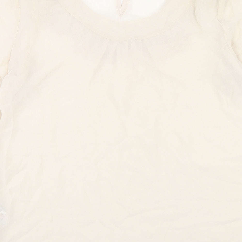Red Herring Womens Beige Polyester Basic T-Shirt Size 12 Scoop Neck