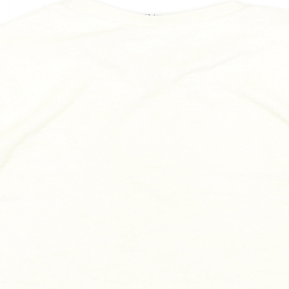 H&M Womens Ivory Polyethylene Cropped T-Shirt Size XS Round Neck