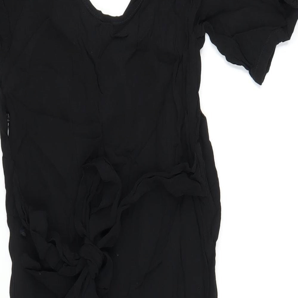 Therapy Womens Black Viscose A-Line Size 12 V-Neck Zip