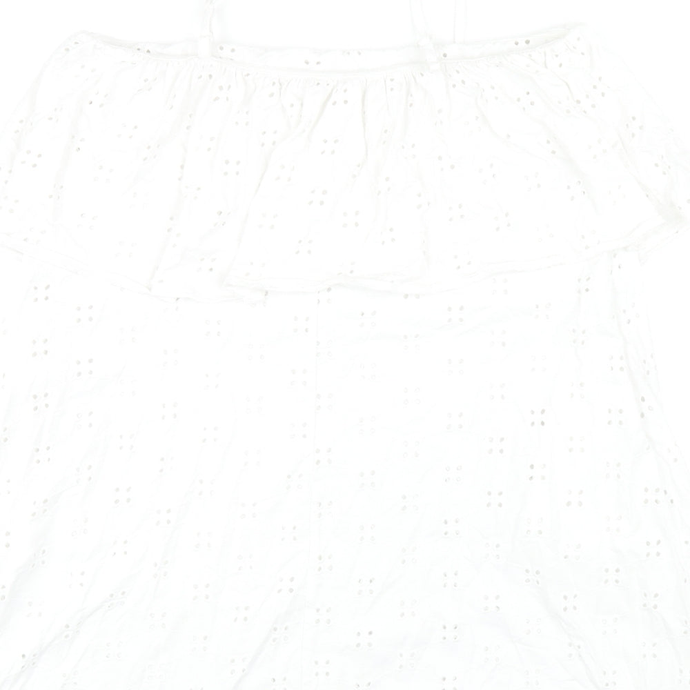 ASOS Womens White Cotton A-Line Size 12 Square Neck Pullover