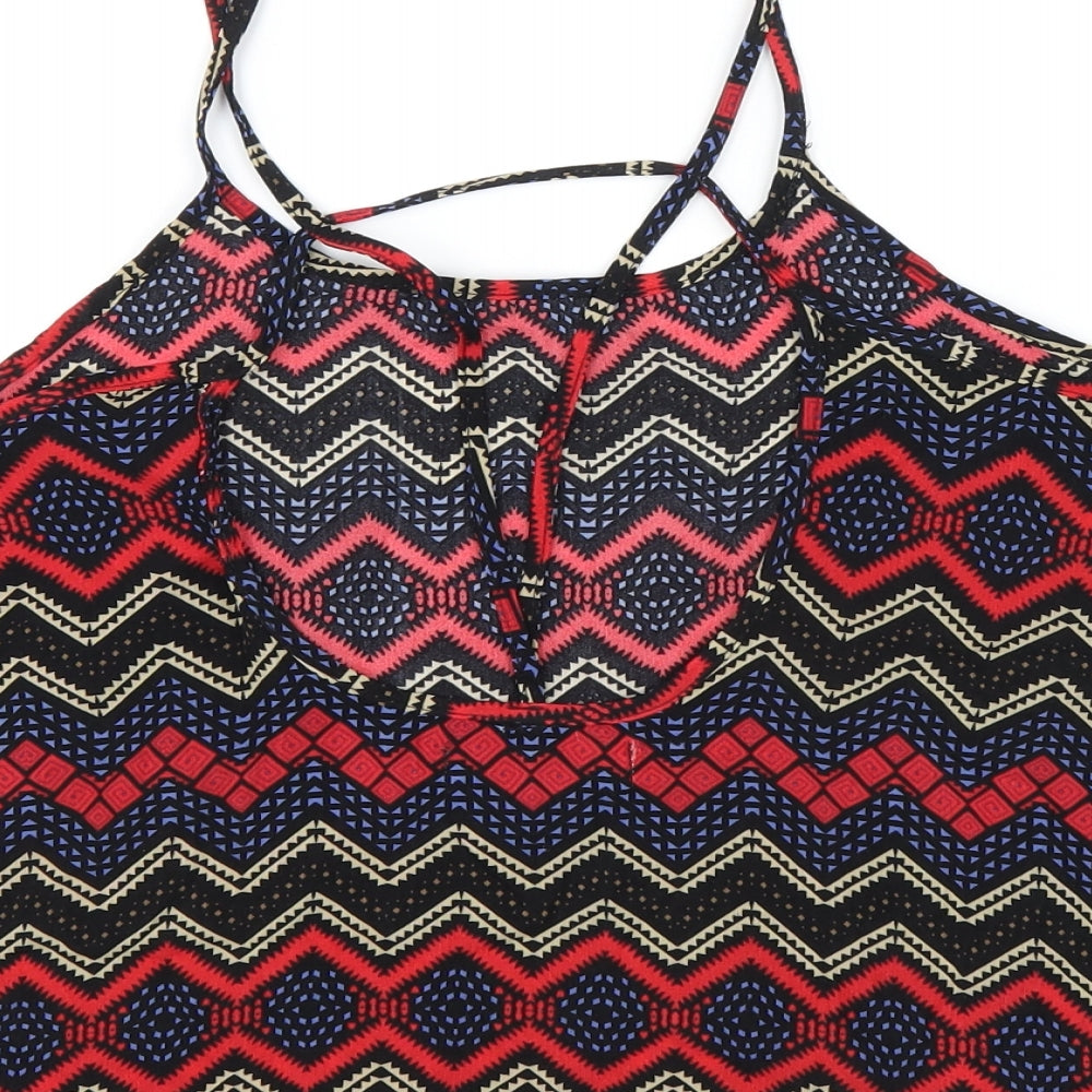 Hearts & Bows Womens Multicoloured Geometric Polyester Camisole T-Shirt Size 8 Round Neck