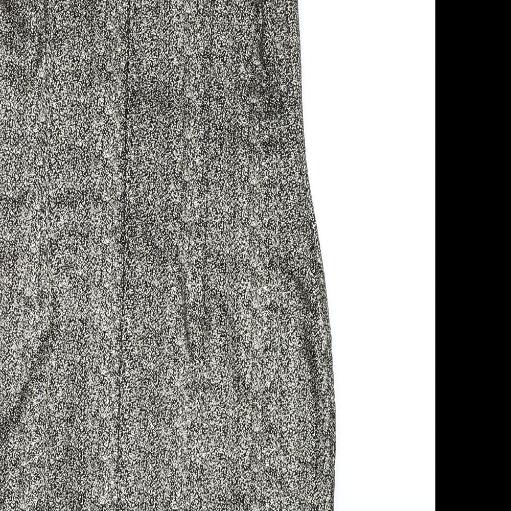 bonprix Womens Gold Polyester Pencil Dress Size 12 Round Neck Zip