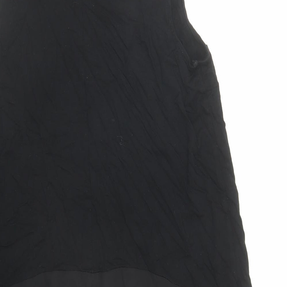 Oasis Womens Black Viscose Basic Blouse Size M Mock Neck