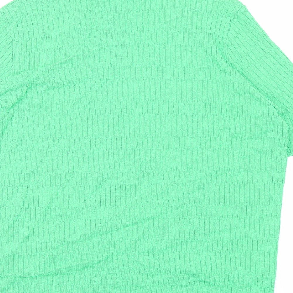 Marks and Spencer Womens Green Collared Viscose Pullover Jumper Size L