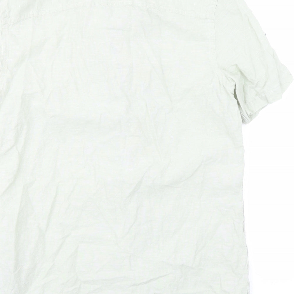 ASOS Mens Green Linen Button-Up Size M Collared Button
