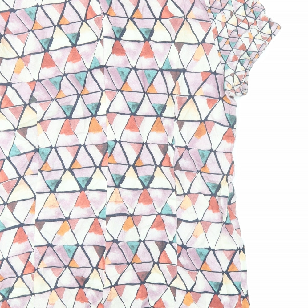 Esprit Womens Multicoloured Geometric Viscose Basic Blouse Size 12 Round Neck