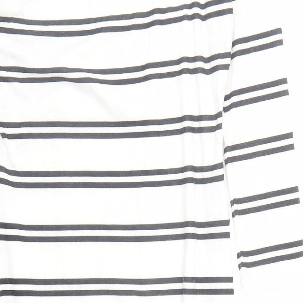 ASOS Womens White Striped Polyester Pencil Dress Size 10 Round Neck Pullover