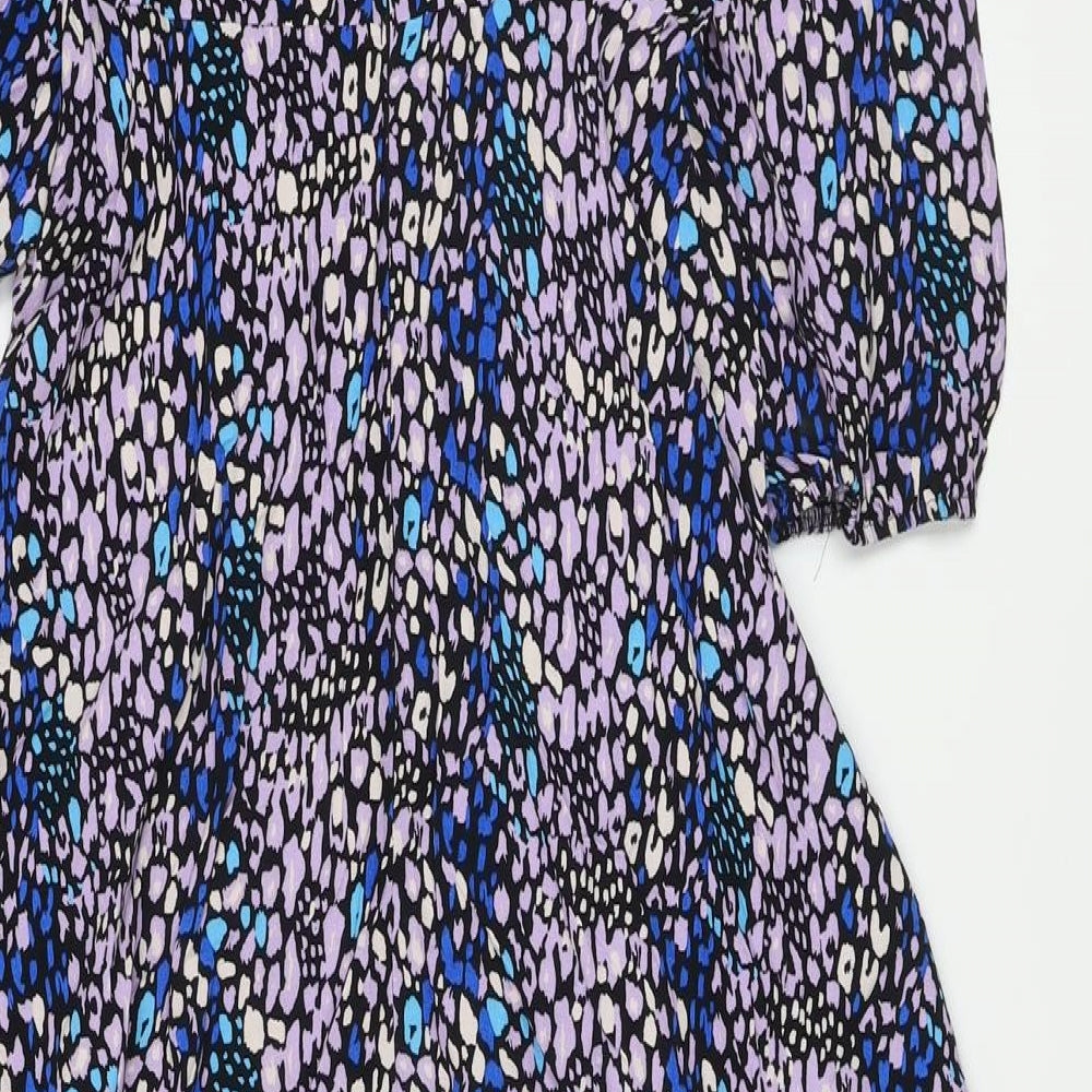 Marks & Spencer Womens Multicoloured Animal Print Viscose A-Line Size 8 Round Neck Button