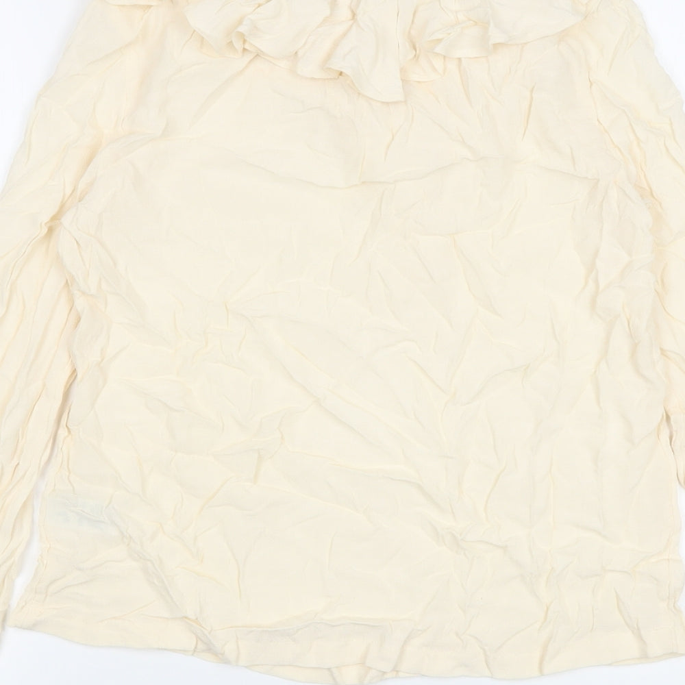 Marks & Spencer Womens Beige Viscose Basic Blouse Size 6 Round Neck