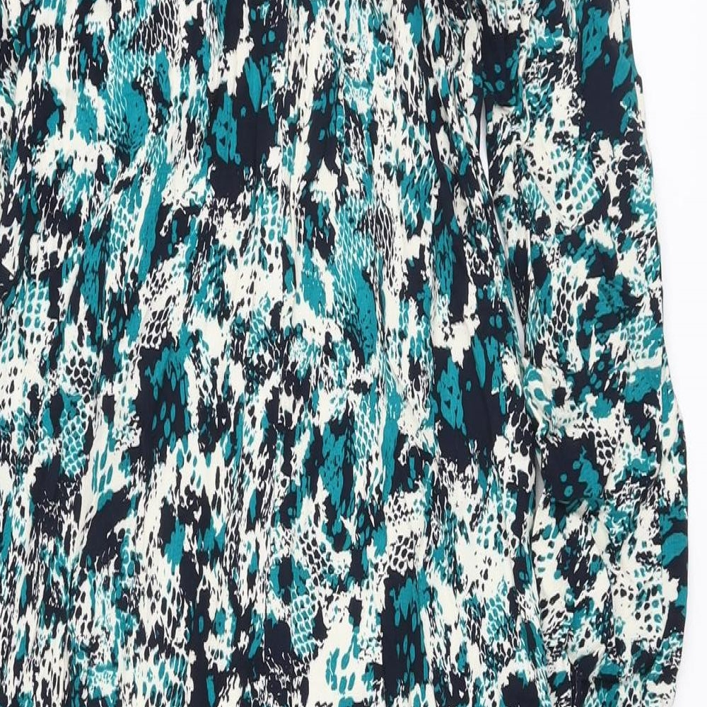Marks & Spencer Womens Multicoloured Animal Print Viscose A-Line Size 10 Collared Button