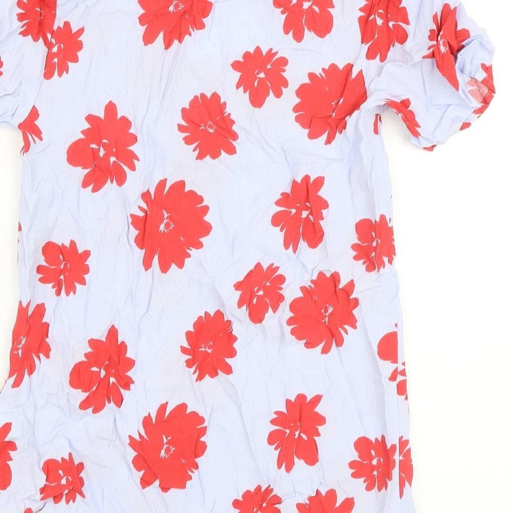 Marks & Spencer Womens Purple Floral Viscose Basic Blouse Size 6 V-Neck