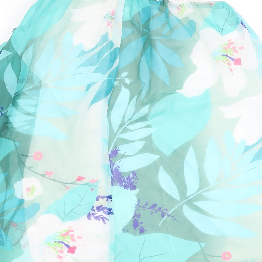 Be Beau Womens Blue Floral Polyester Basic Blouse Size 10 One Shoulder