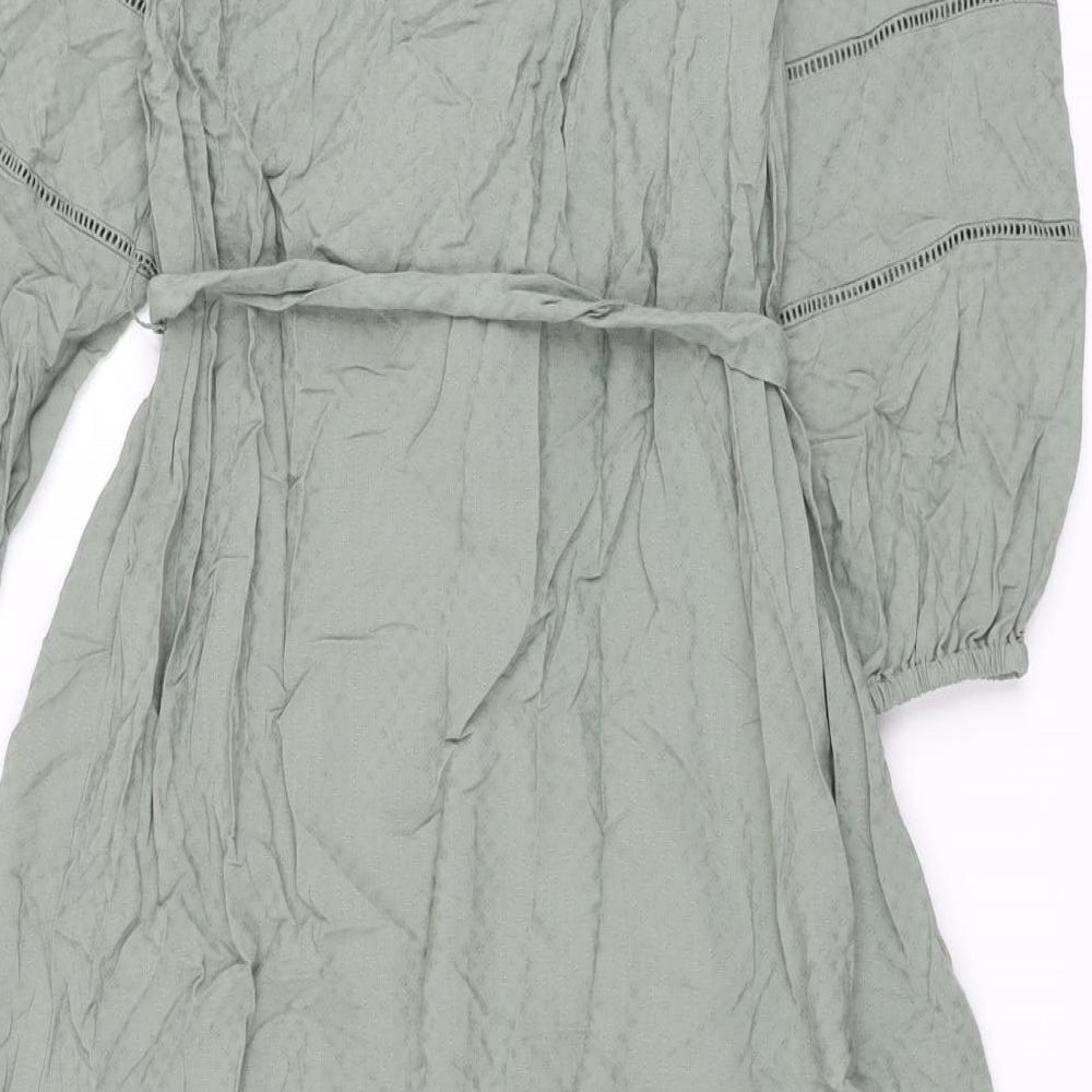 Marks and Spencer Womens Green Viscose A-Line Size 10 Square Neck Pullover
