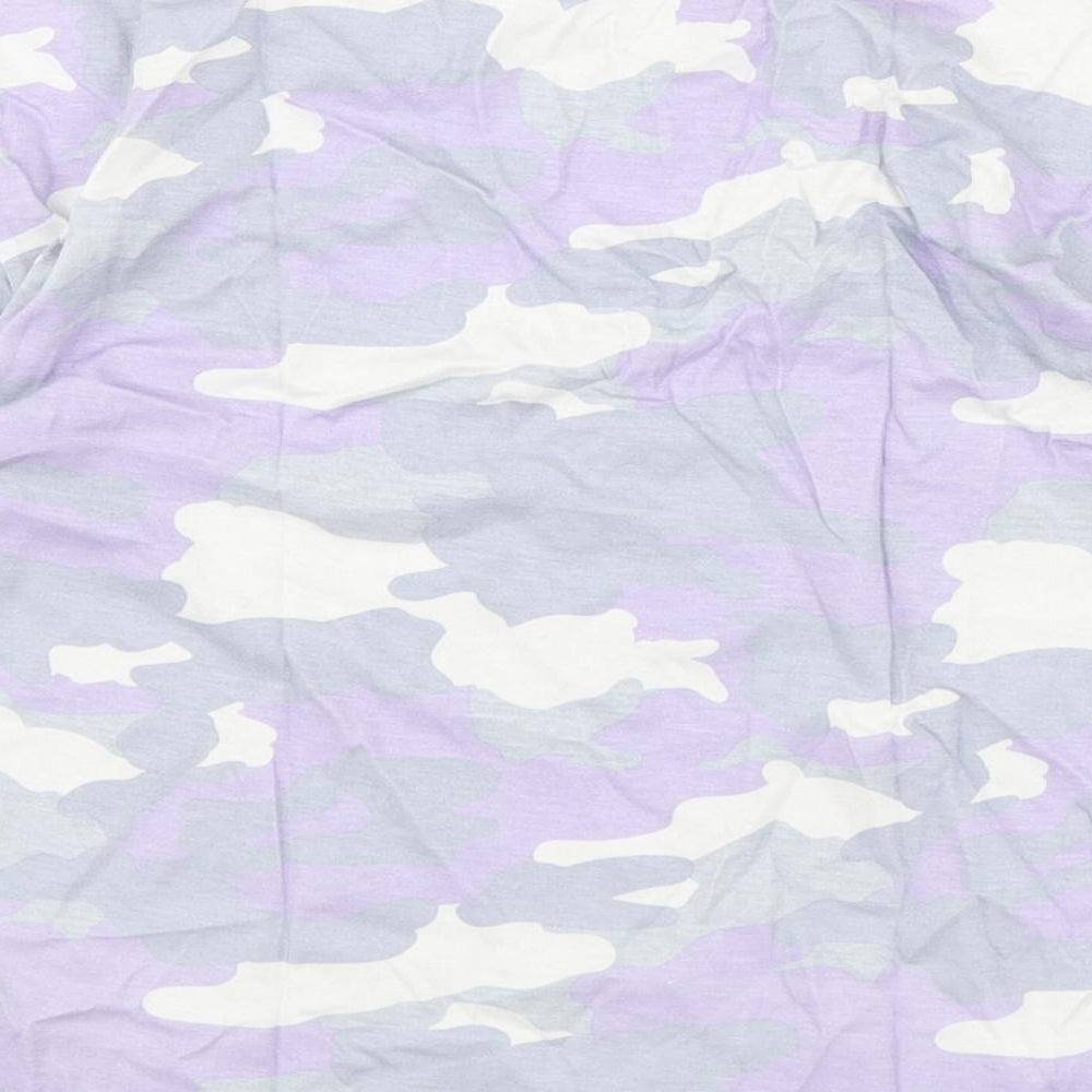 Marks & Spencer Boys Purple Camouflage Cotton Basic T-Shirt Size 10-11 Years Round Neck Pullover