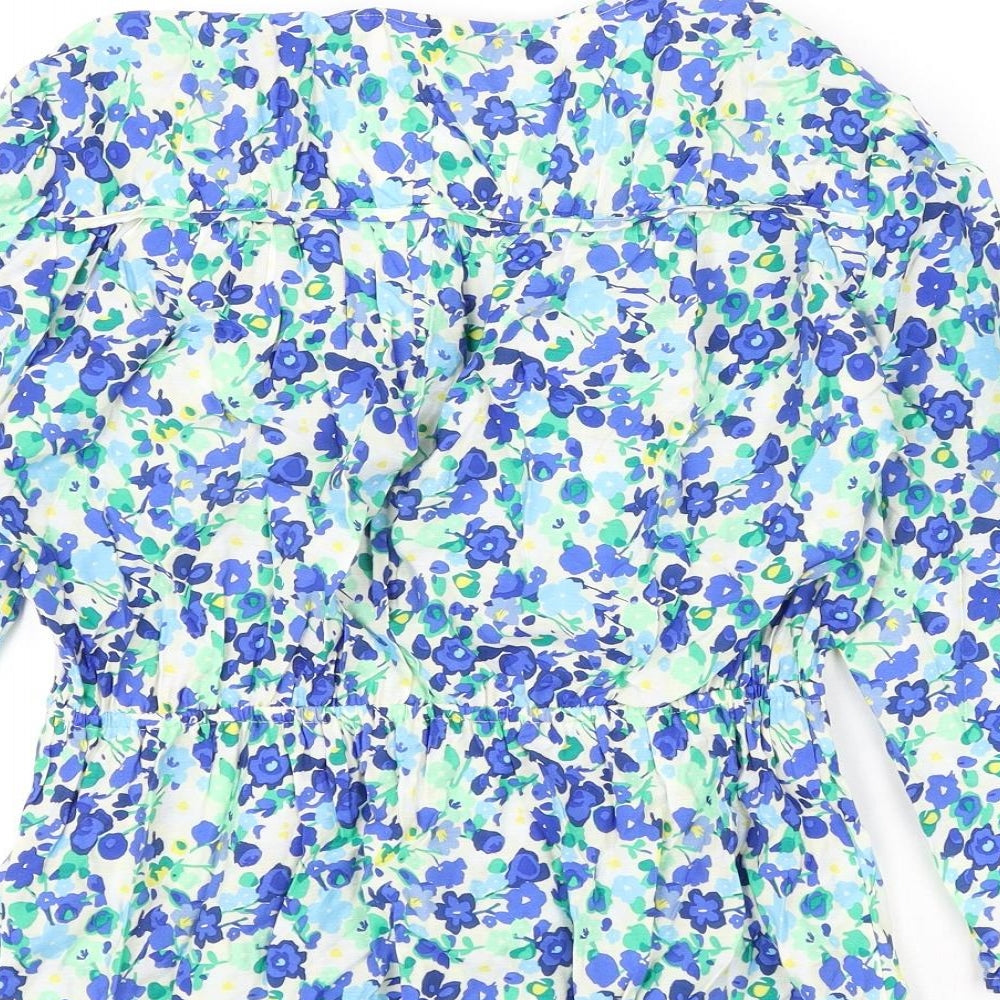 marks Womens Multicoloured Floral Viscose Basic Blouse Size 8 V-Neck - Tie Detail