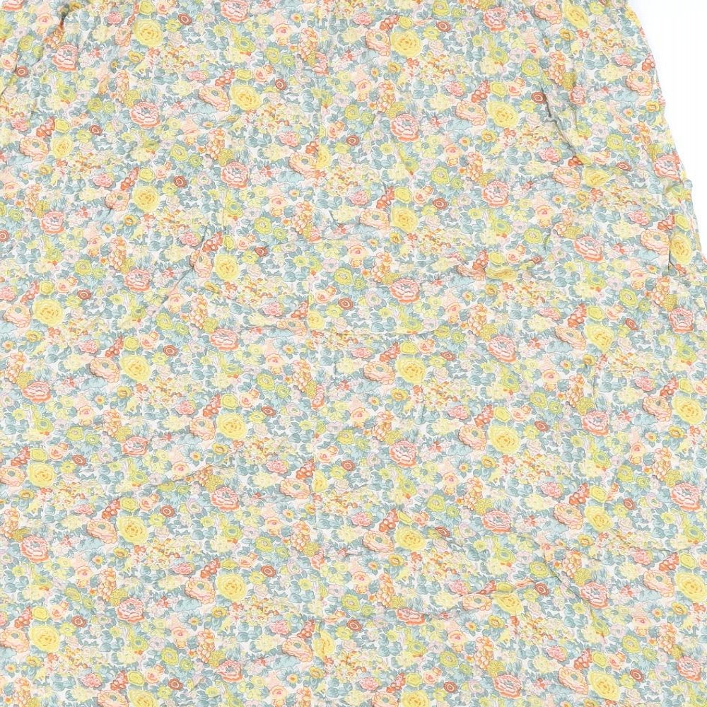 Marks & Spencer Womens Multicoloured Floral Viscose Flare Skirt Size 14 - Slit
