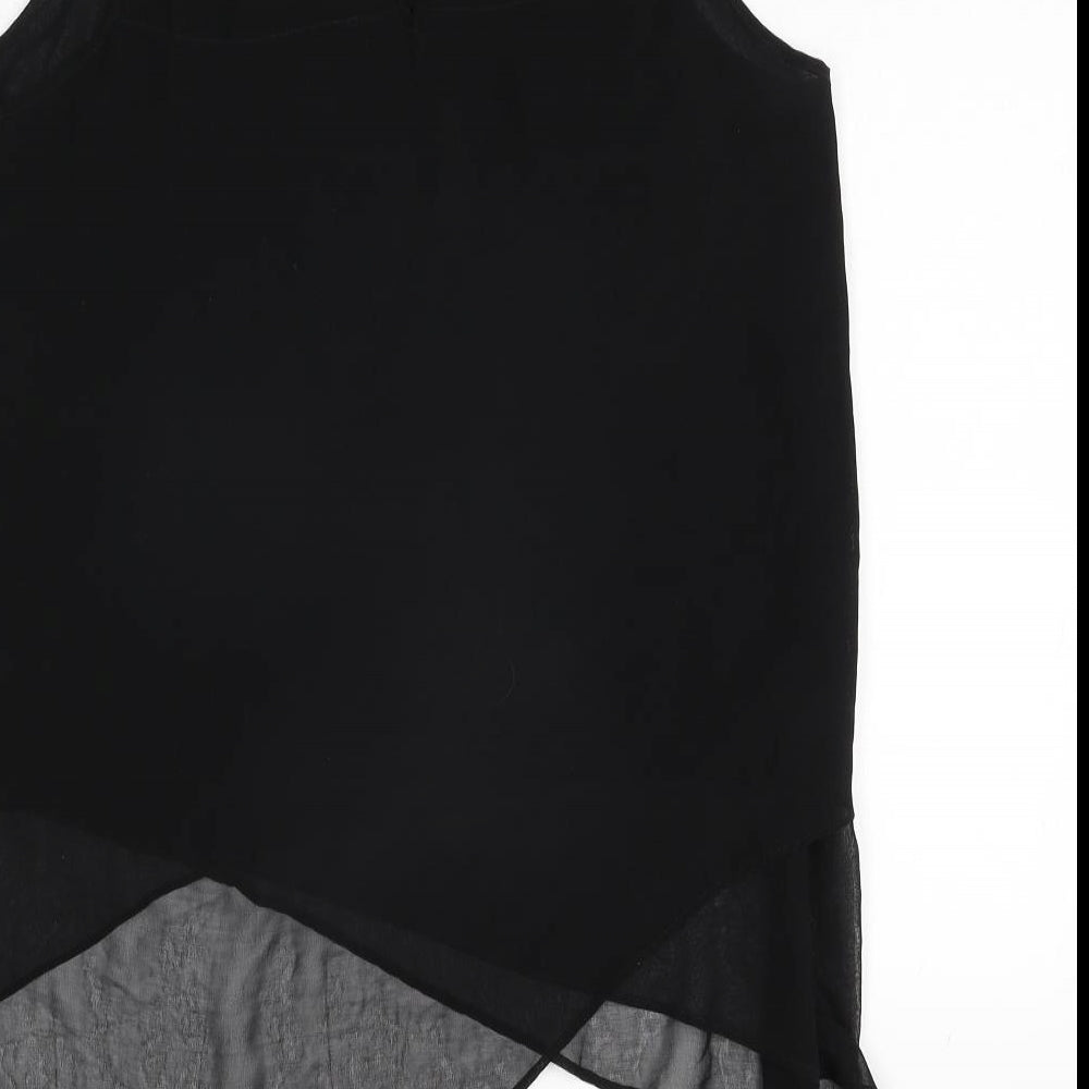 H&M Womens Black Polyester Tunic Blouse Size 10 Round Neck