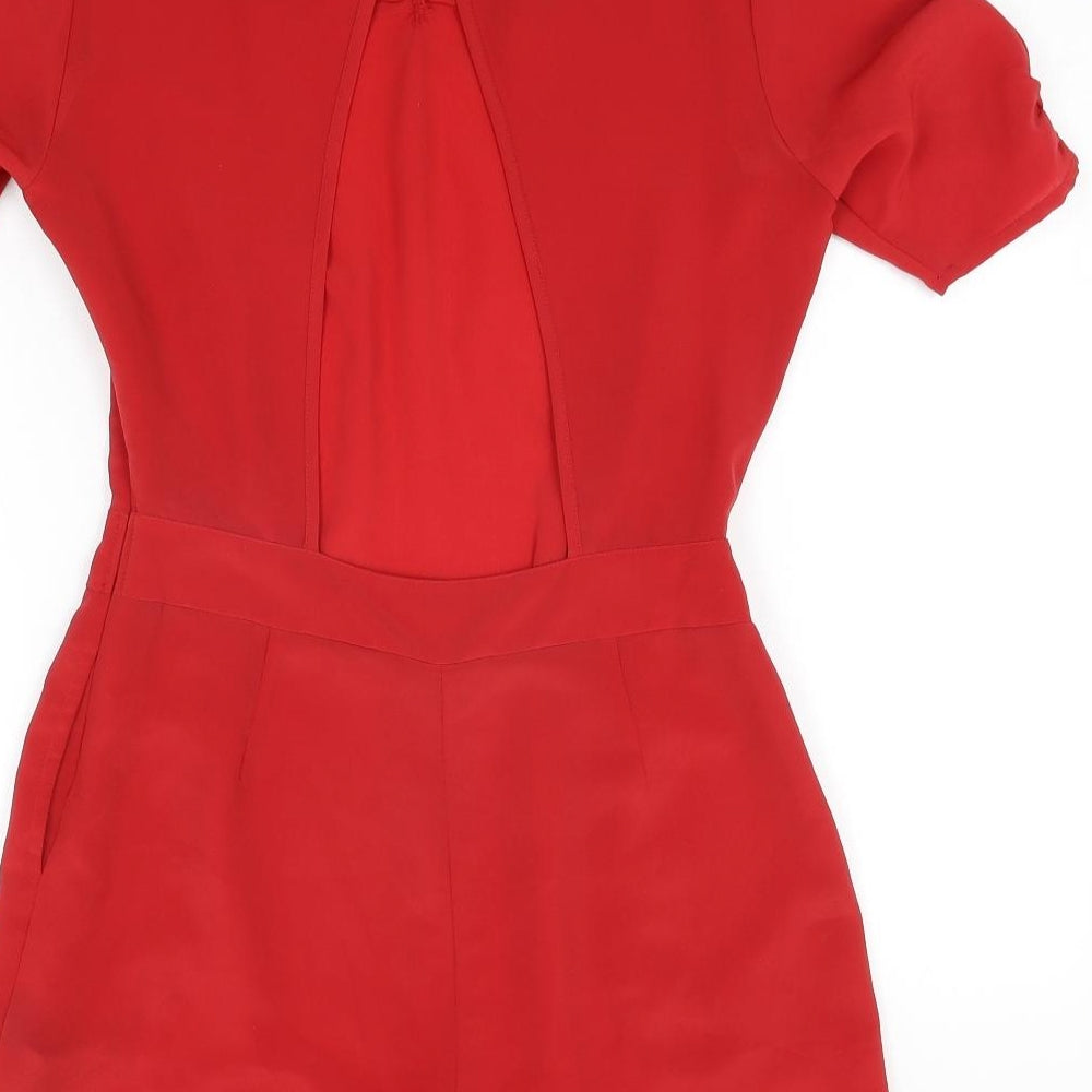 ASOS Womens Red Polyester Playsuit One-Piece Size 10 L3 in Button - Open Back