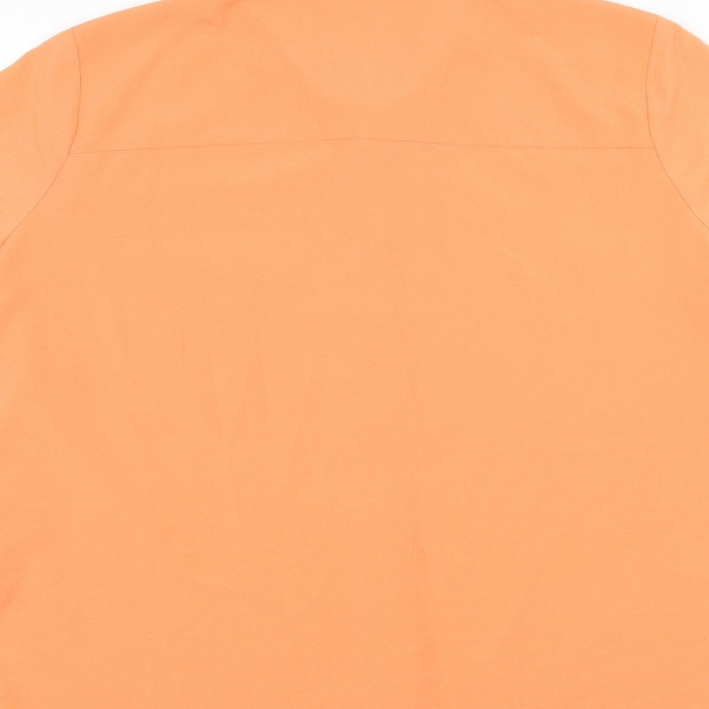 Classics Womens Orange Polyester Basic Button-Up Size 14 Collared