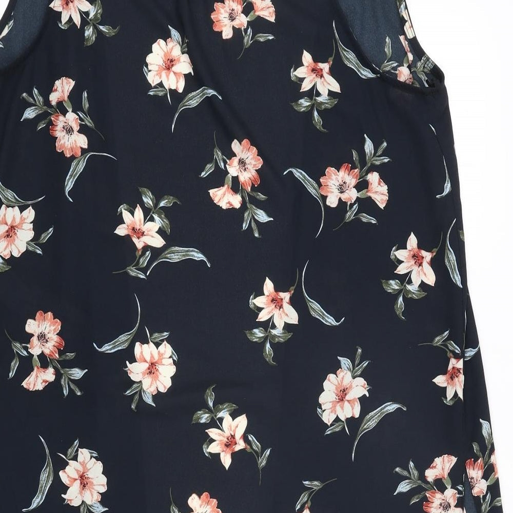 New Look Womens Blue Floral Polyester Kimono Blouse Size 10 V-Neck