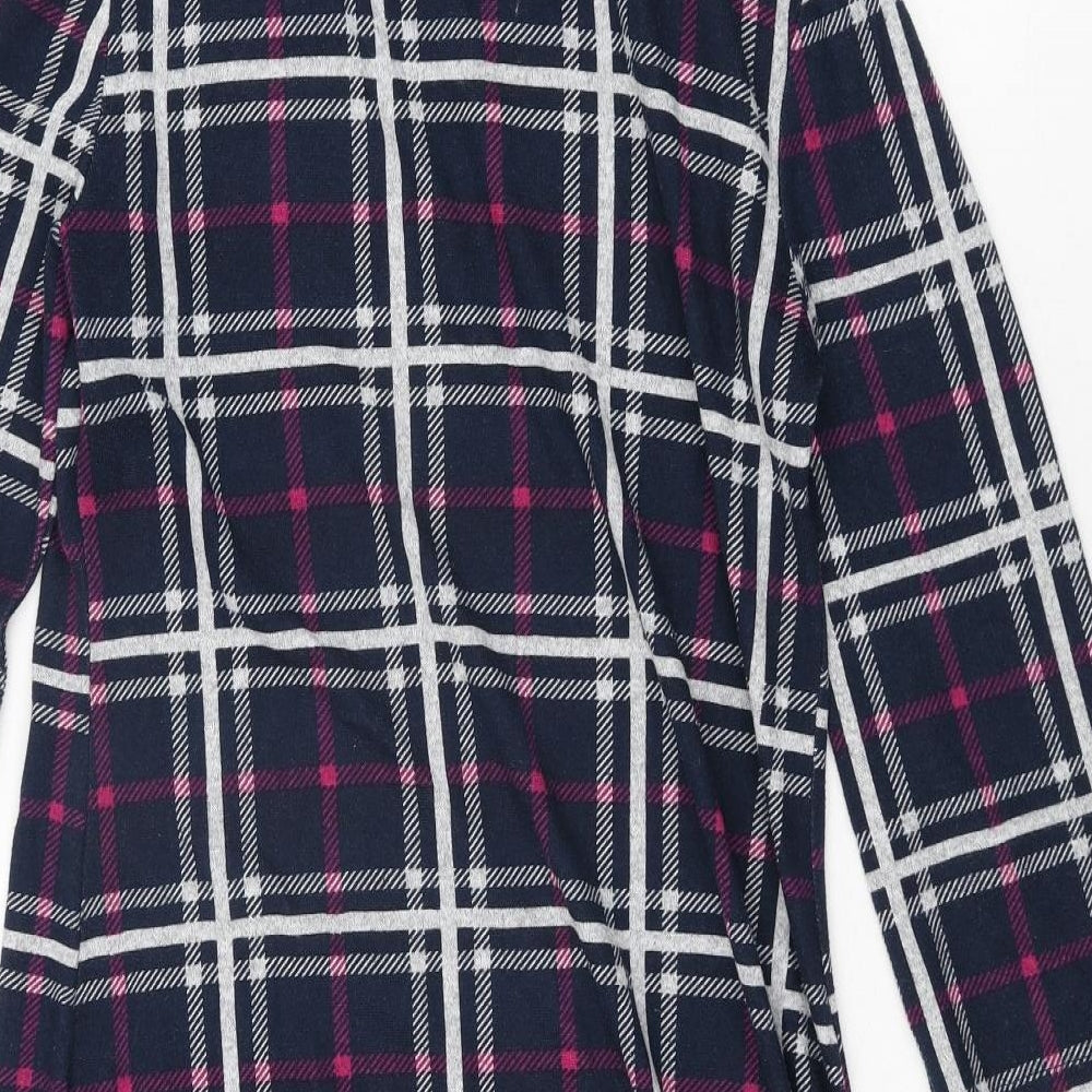 Apricot Womens Blue Check Polyester Jumper Dress Size 12 Roll Neck Pullover