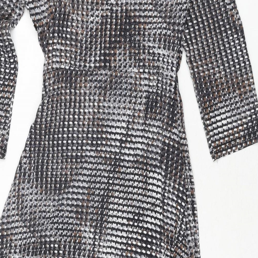 Marks and Womens Multicoloured Geometric Viscose Wrap Dress Size 8 V-Neck Pullover