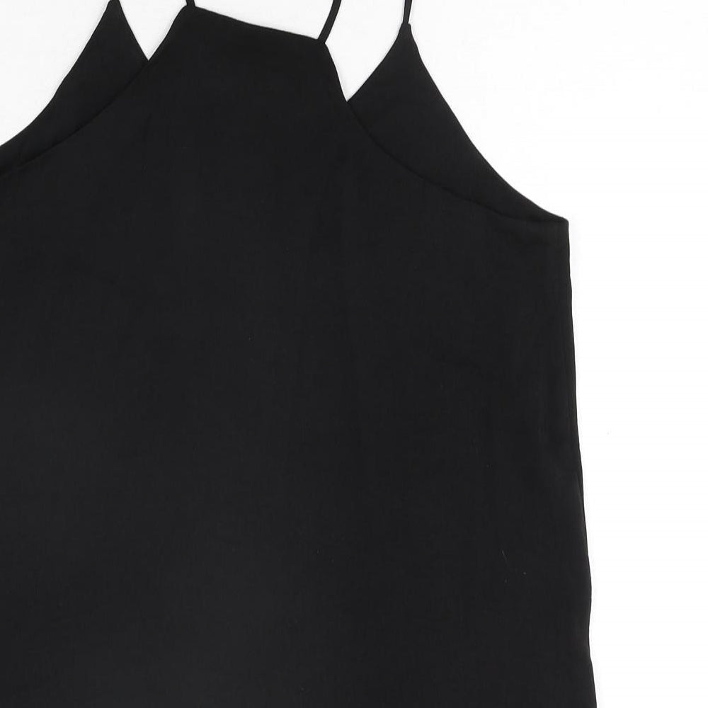 H&M Womens Black Polyester Basic Blouse Size 8 Scoop Neck