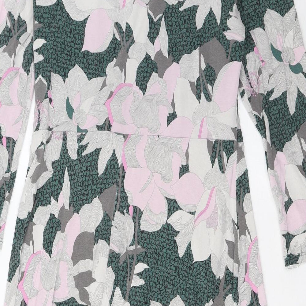 Per Una Womens Multicoloured Geometric Viscose A-Line Size 10 Boat Neck Pullover - Tie Front