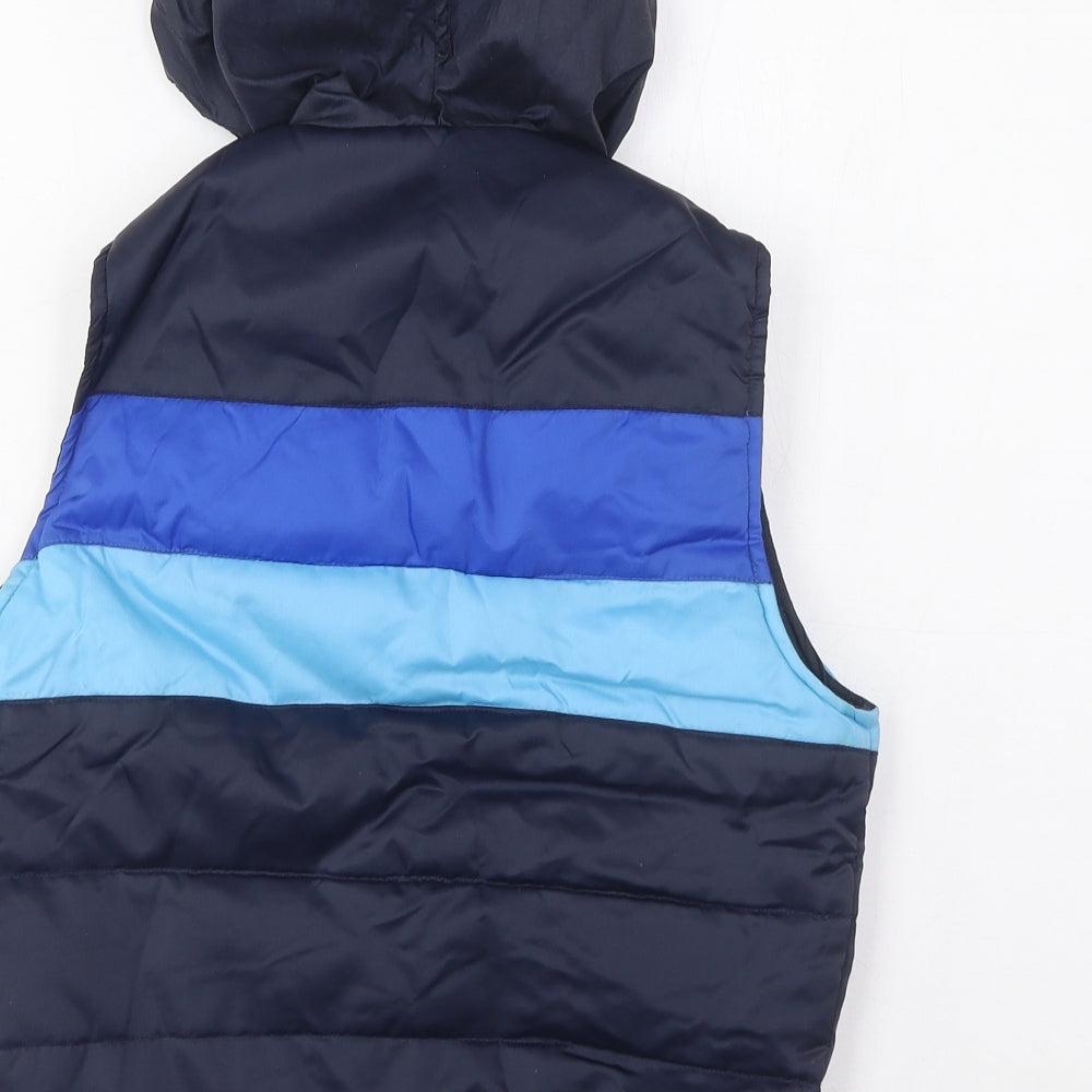 Miss Selfridge Womens Blue Striped Gilet Jacket Size 10 Zip - Pockets