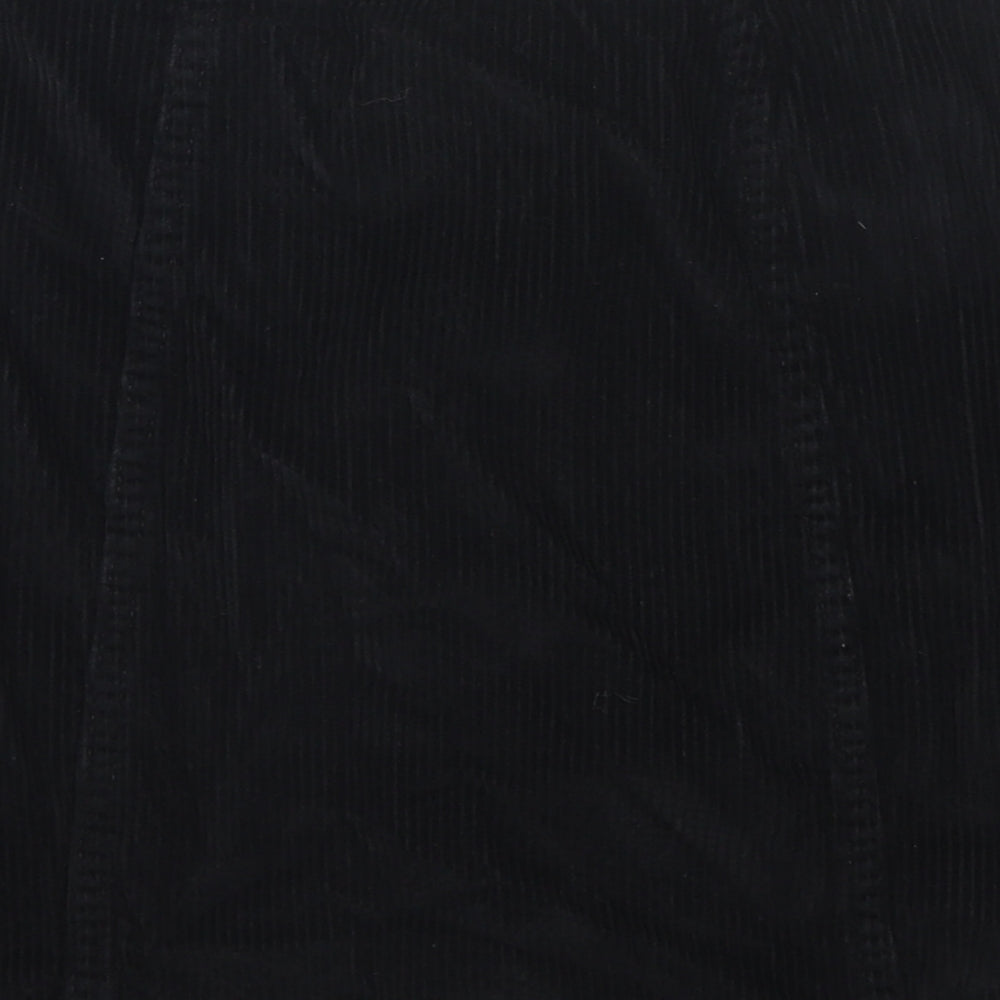 Denim & Co. Womens Black Cotton A-Line Skirt Size 8 Button