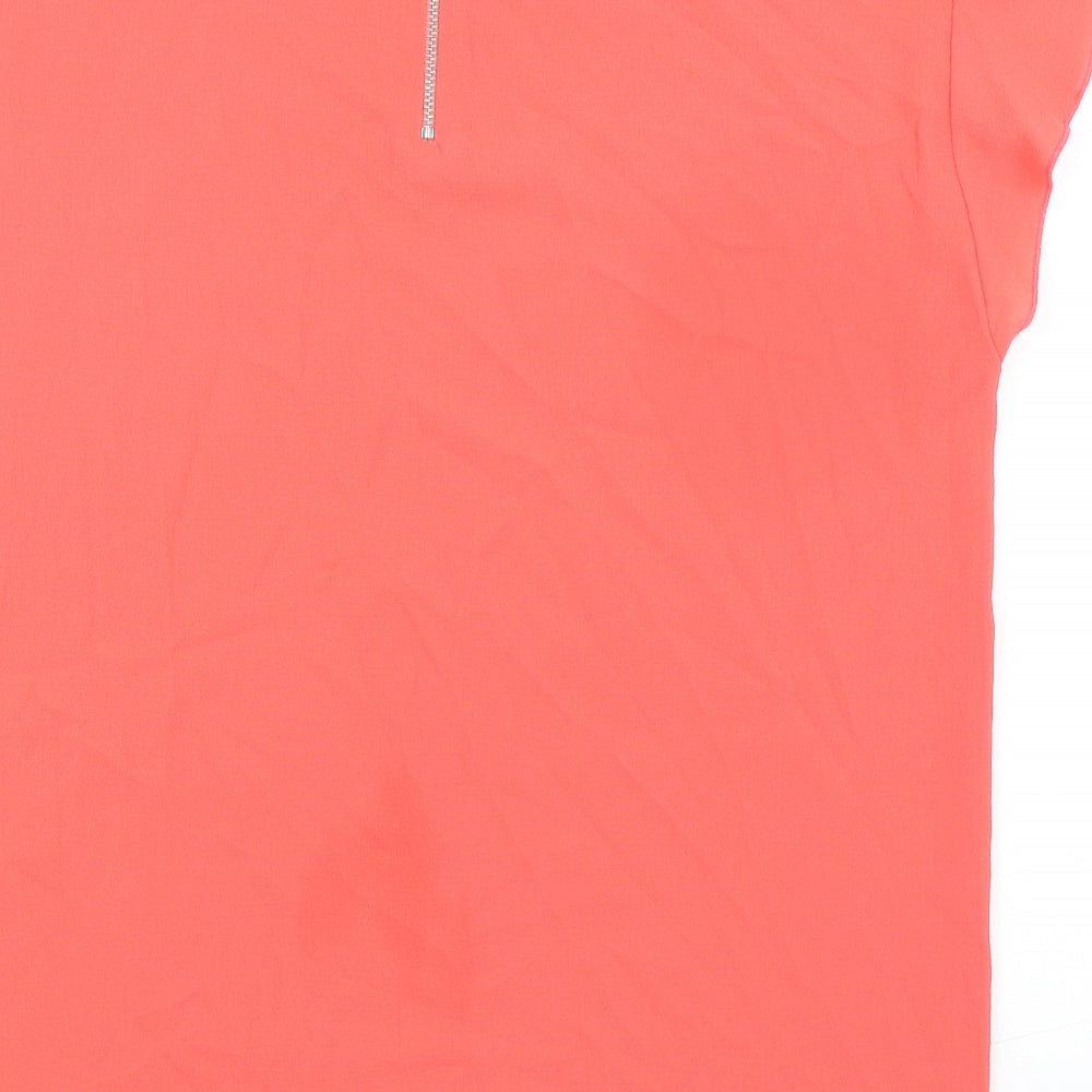 Koton Womens Pink Polyester Basic Blouse Size 8 Round Neck - Ruffled Sleeves